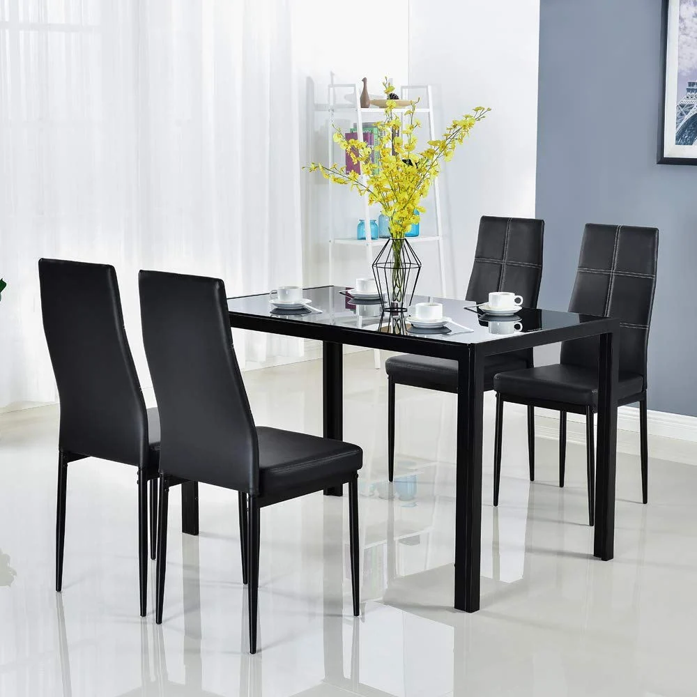 Cheap Dining Furniture Restaurant Modern 6 Chairs Room Glass Dining Table Set