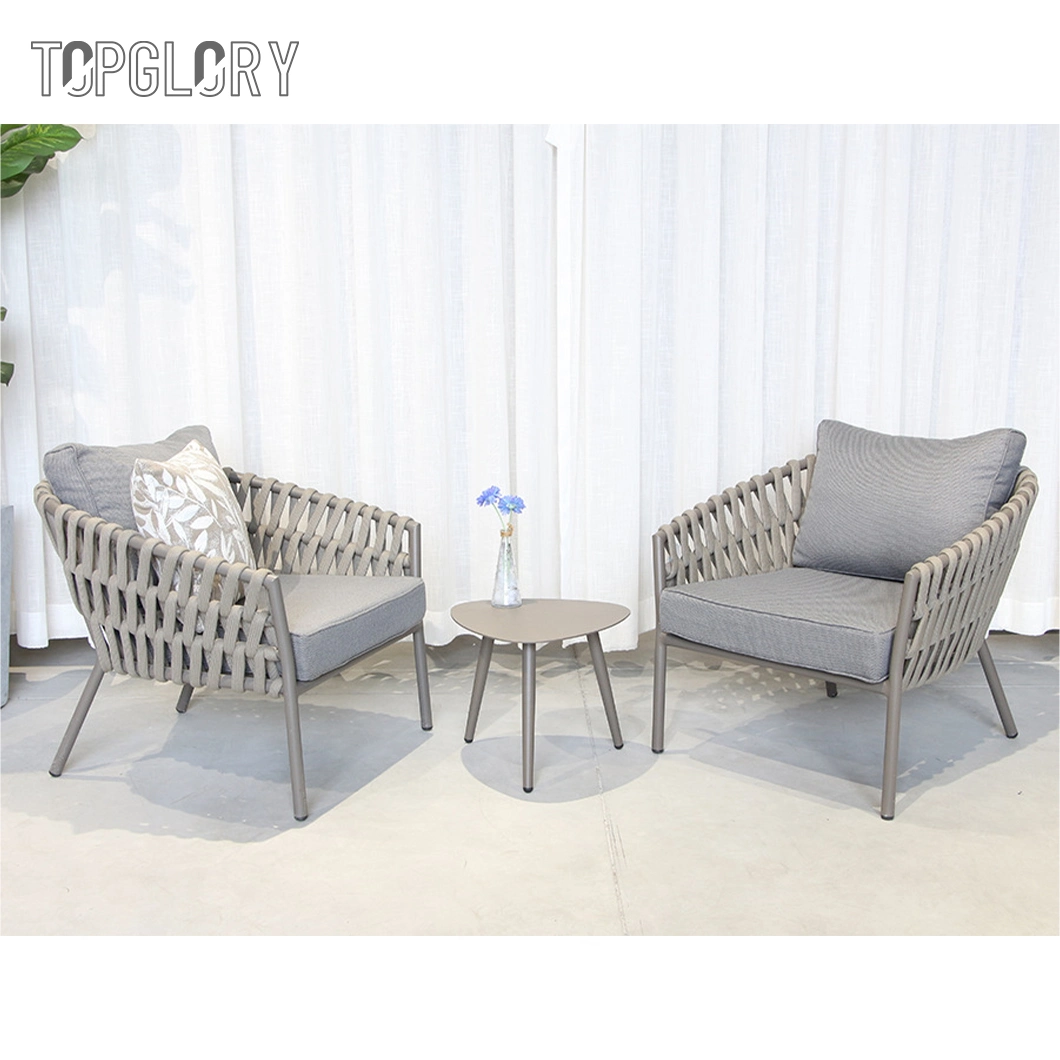 New Style Hand Woven European Furniture Sofa Set Aluminium Garden Sets Rope Wicker Rattan Patio Balcony Outdoor Sofa Furniture