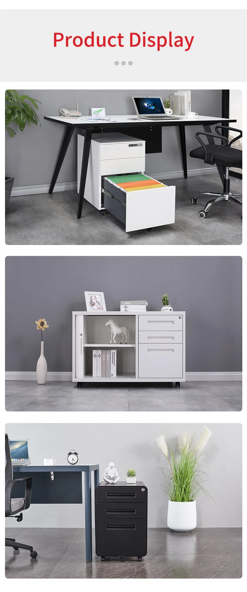 Office Furniture Large Storage Modern Office Metal Mobile Caddy Cabinet