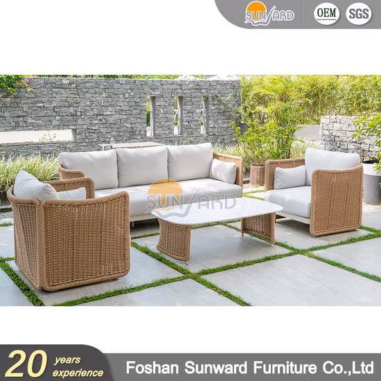 Mobili per divani per il tempo libero personalizzati in alluminio per esterni in rattan di vimini PE moderno giardino cinese Hotel Resort Villa progetto