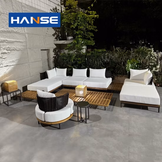 Mobili da giardino in stile moderno Hotel Patio per il tempo libero in teak massiccio con divano da esterno a due posti in corda