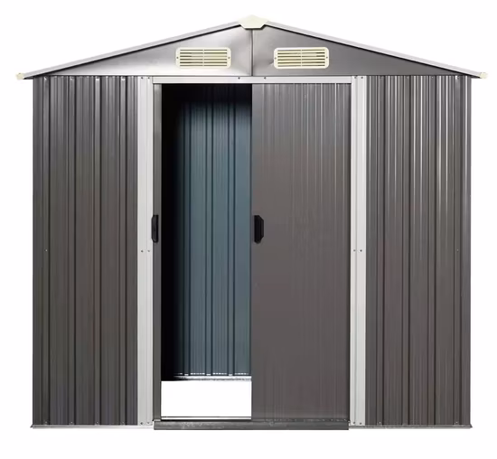 Capannone da giardino in metallo per cortile esterno per deposito attrezzi, tetto piano inclinato
