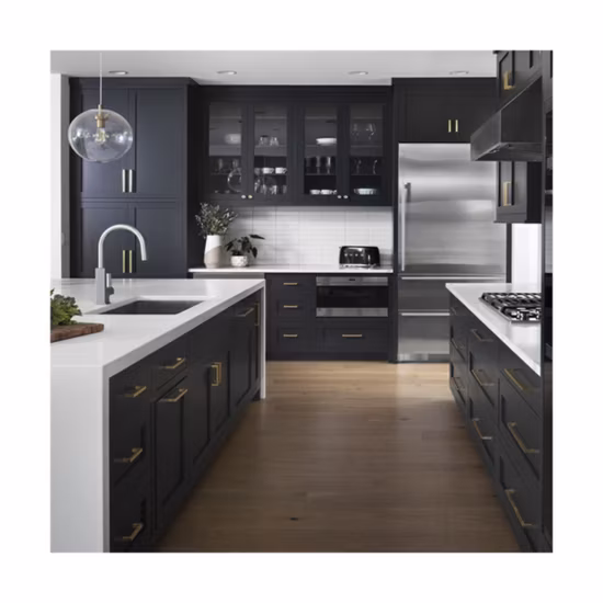 Armadietto da cucina Prima Armadietto da cucina Shaker per esterni Armadi da cucina nuovo stile Armadietto da cucina industriale di lusso in legno massello di bambù