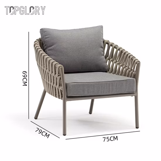 Set di divani per mobili europei intrecciati a mano di nuovo stile Set da giardino in alluminio Corda in vimini Rattan Patio Balcone Mobili per divani da esterno